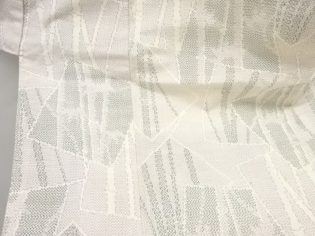  アンティーク　色紙に竹笹模様織り出し十日町紬着物